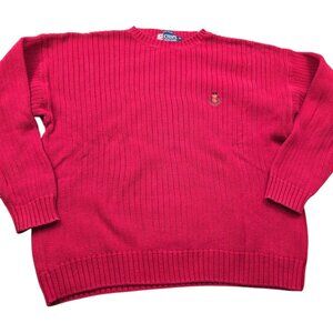 Vintage Chaps Ralph Lauren Sweater Mens XL Red Pullover Hand Framed Knit